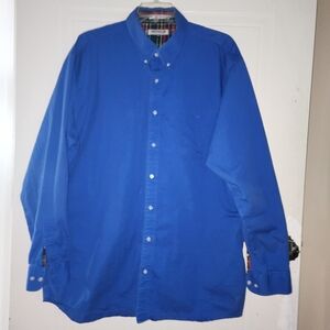 Drysdales Men's Button-Up Shirt Blue Size XXLT Long Sleeve 100% Cotton
